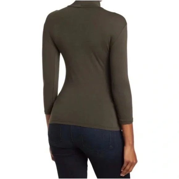 NEW STANDARD JAMES PERSE Turtleneck Top in Hunter - Picture 2 of 2